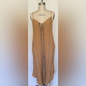 Nectar Clothing Tan Jumpsuit with Black and Grey Stripes